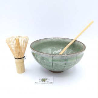 Matcha Set di 3 pezzi 300 ML Antracite/Blu in confezione regalo Original aricola® Macchiettato/aricola Matcha cucchiaio di bambù/Frullino di bambù 